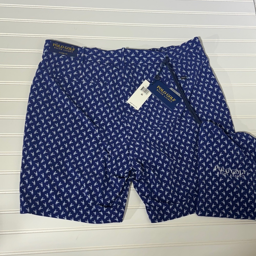 NWT Polo Golf Ralph Lauren Swim Trunks w/Swim Bag/Pouch, Navy, Classic Fit Sz 36